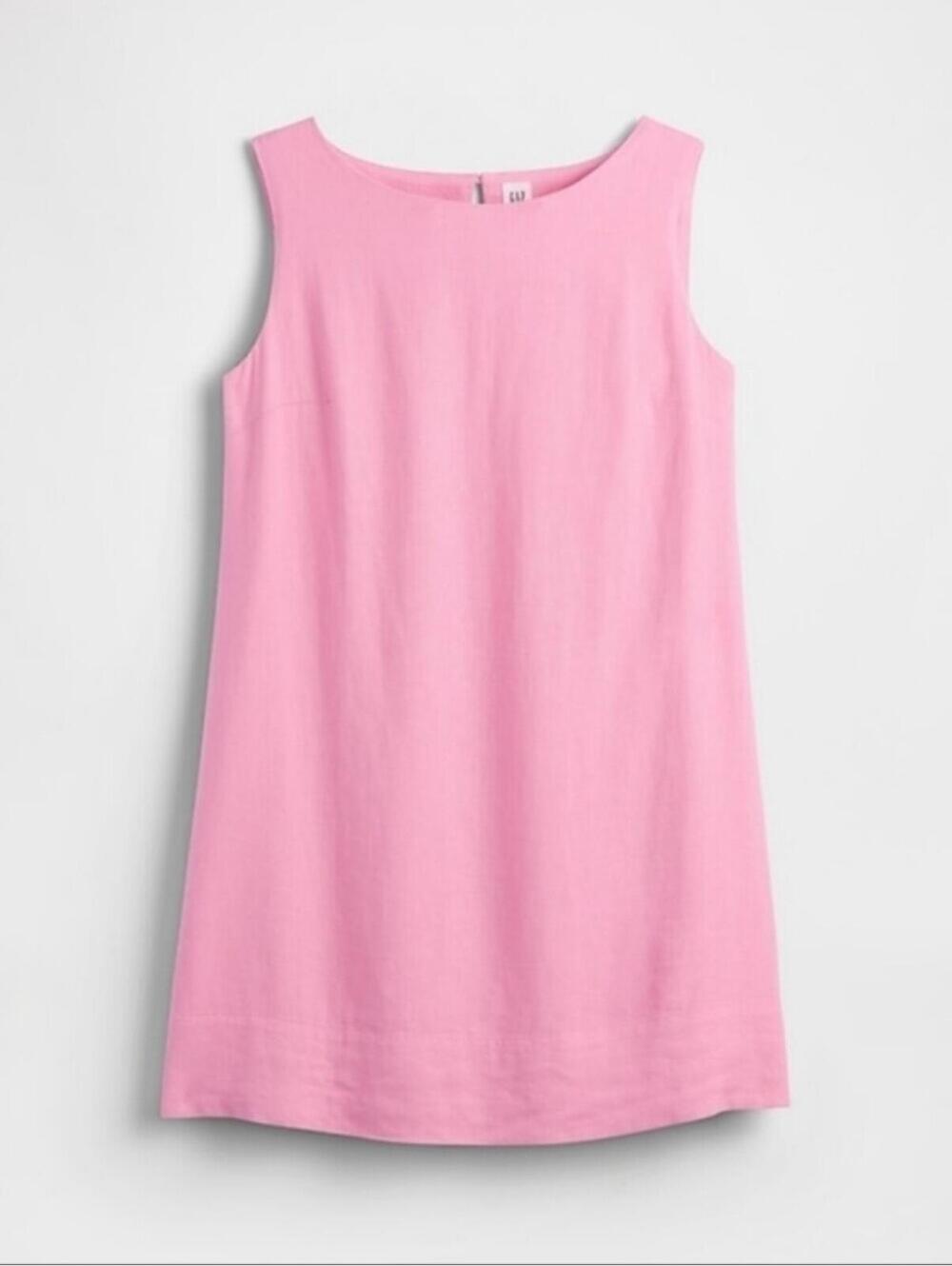 Gap Linen-Blend Apron Mini Dress May Pink NWT SMALL Sleeveless - Picture 6 of 9